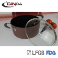 SS and silicon handle forged marble coating cookware sets